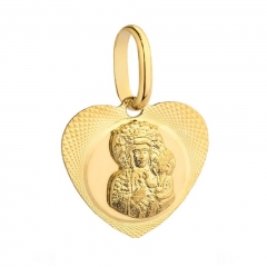 Złoty medalik serce z Matką Boską Częstochowską próby 585